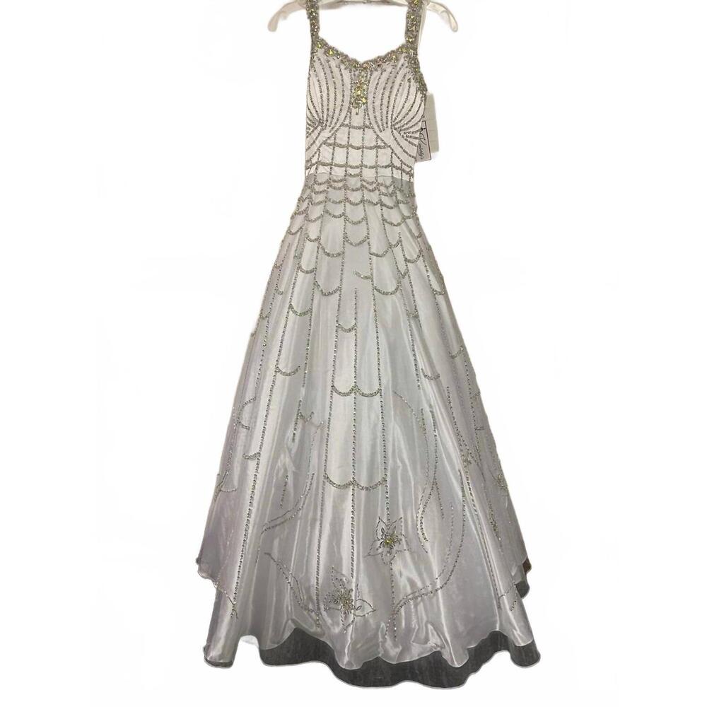 NEW LITTLE ROSIE girl's glitz pageant dress in white